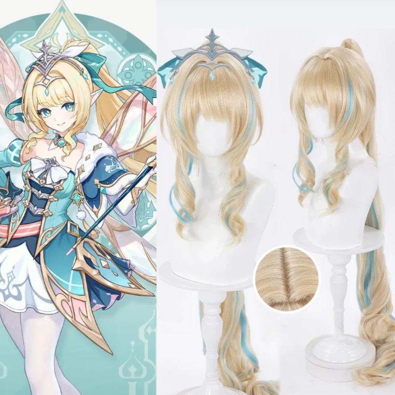 Anime Cosplay Long Hair - วิกคอสเพลย์เกม Genshin Impact ตัวละครเวสนา สตริโวซา วิกผมยาว