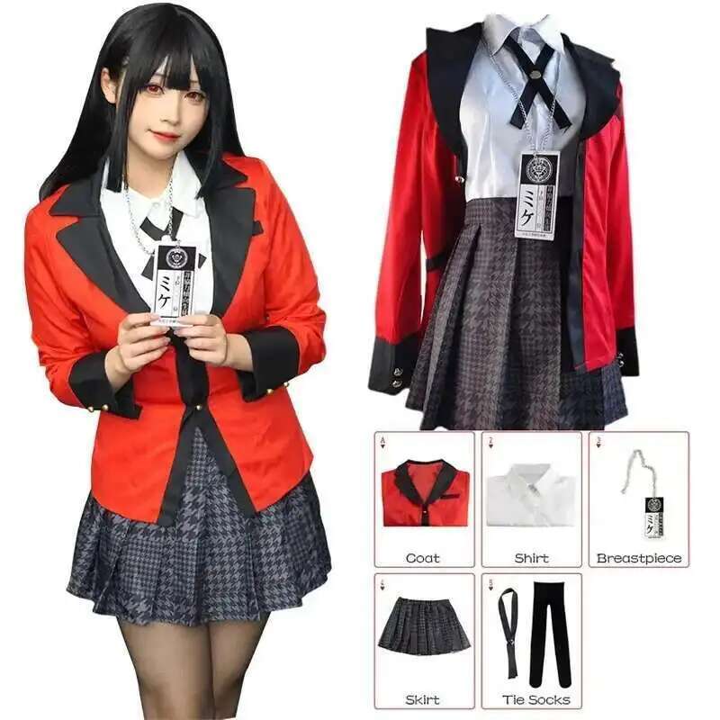 Anime Cosplay Japanese Girl - อะนิเมะ Kakegurui Jabami Yumeko คอสเพลย์เครื่องแต่งกายฮาโลวีน Sayaka