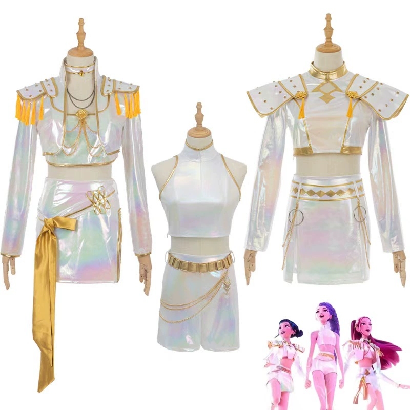 Anime Cosplay Japanese Girl - ชุดคอสเพลย์หนัง PU สีขาว ชุดร้องเพลงสำหรับผู้หญิง ชุดปาร์ตี้ฮาโลวีน คาร์นิวัล