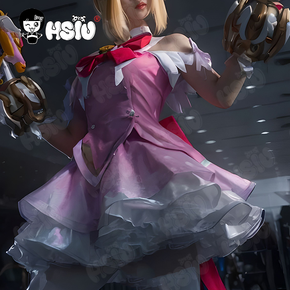 Cosplay Anime Pink Hair - ชุดคอสเพลย์จูโน พร้อมวิกผม HSIU สีบลอนด์พีชชมพู ผมสั้น สาวเวทมนตร์