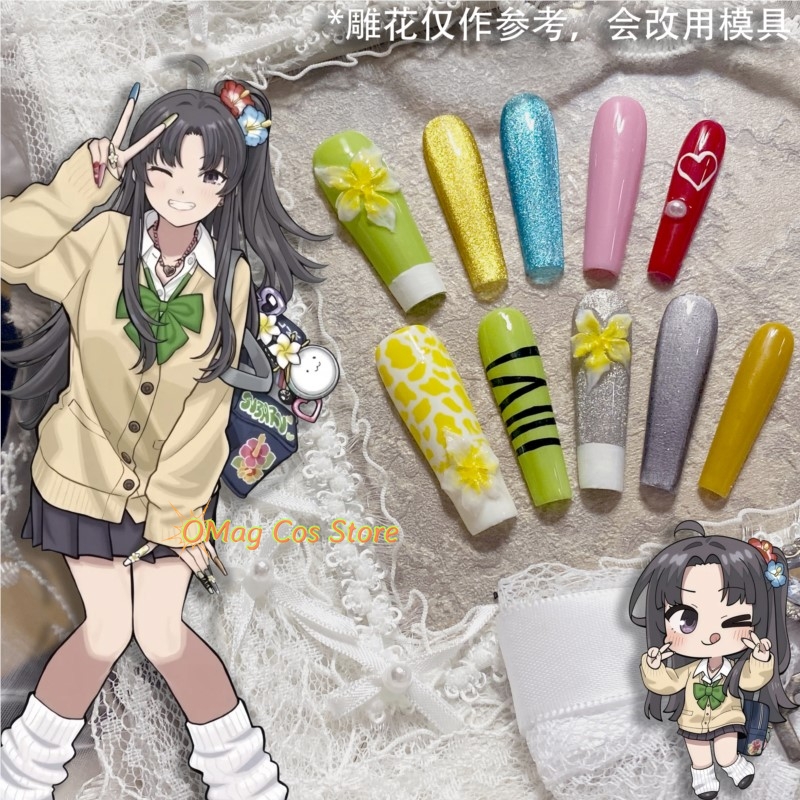 Anime Cosplay Japanese Girl - เล็บปลอมลายวงเกิร์ลแบนด์ Cry Anon Subaru Showa ลายตาแมว
